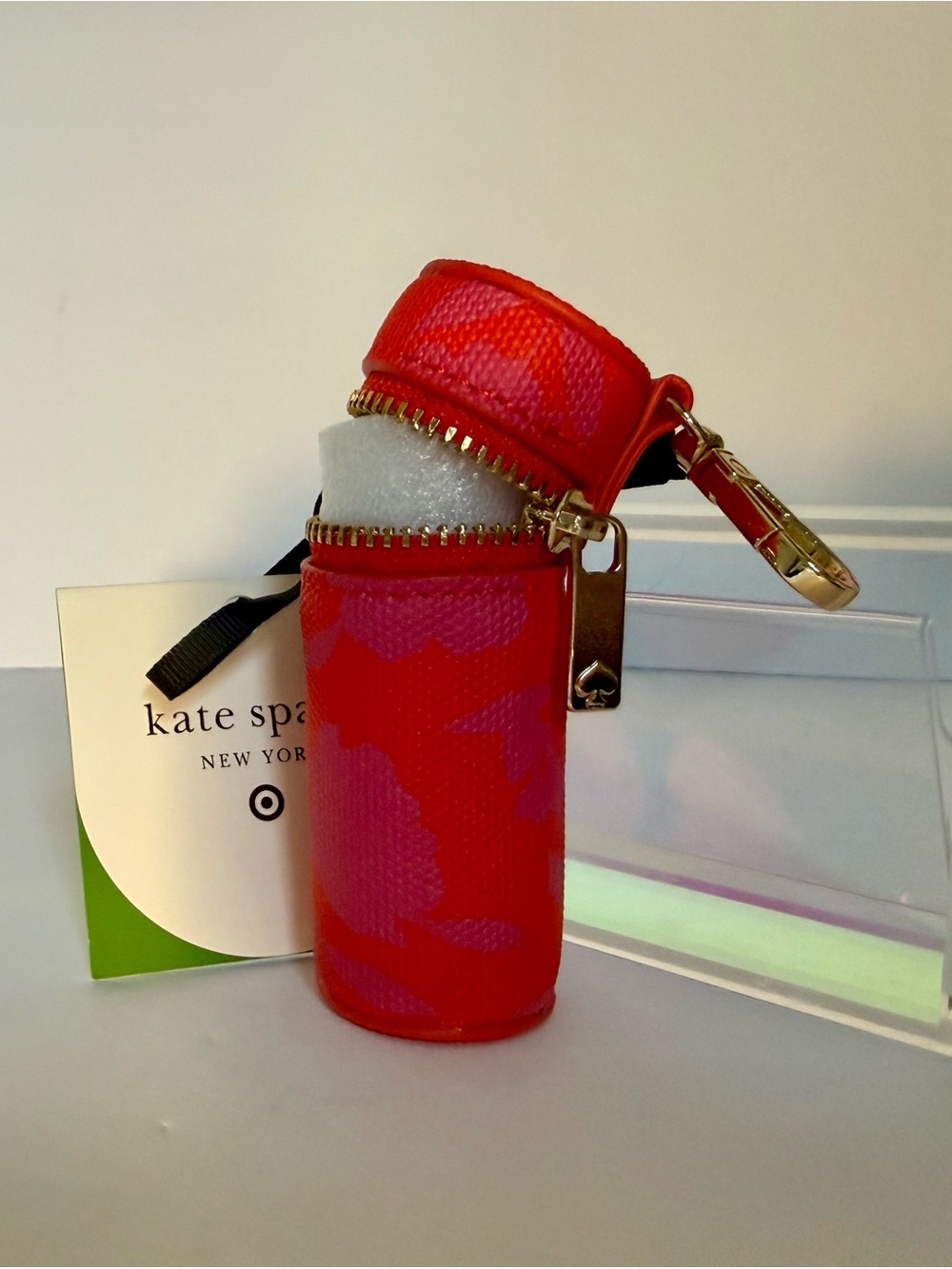 NWT kate spade New York-Target. Canvas Classic Rose Lipstick Bag Charm Keychain. - Picture 2 of 3